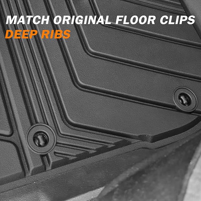 KUST Floor Mats for 2018-2023 Toyota Tacoma Double Cab (Automatic Only), All Weather TPE Rubber Floor Liners for Toyota Tacoma Accessories 2 Row High Edge