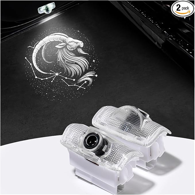 Never Fade HD Car Door Lights Zodiac Logo，2 Pcs Ghost Shadow Puddle LED Lamp Upgraded Welcome Courtesy Projector Compatible with Toyota All Models/Lexus All Models/Infiniti Most Models (Capricorn)