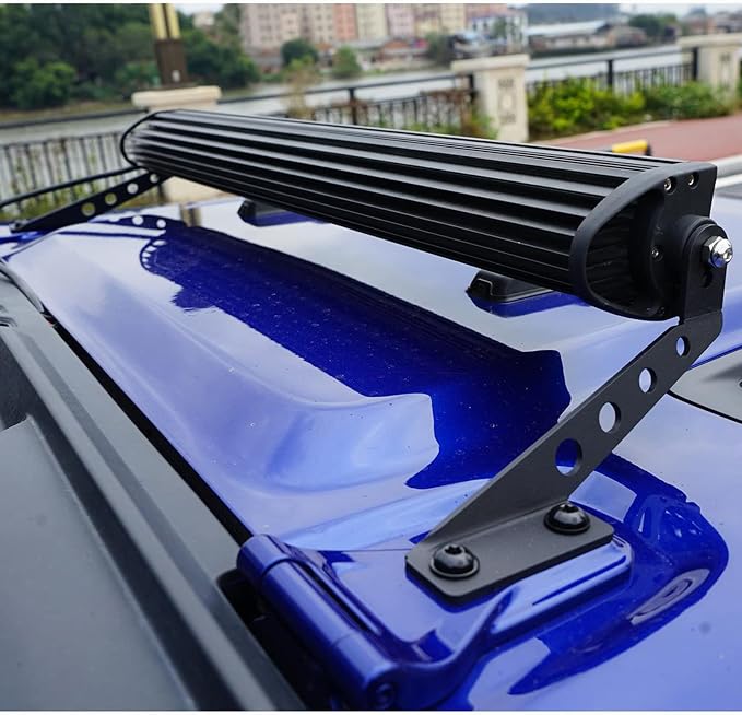 32 Inch Hood LED Light Bar Mount for Jeep Wrangler JL JT 2018-2023 | Heavy Duty No-Drill 32" Hood Light Bar Bracket, Anti-Rattle Steel, 1 Pair for Jeep Wrangler JLU Gladiator JT