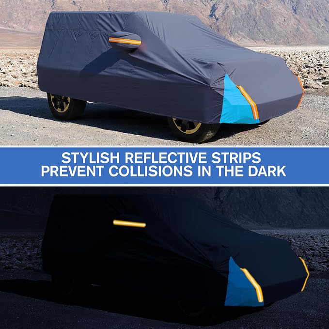 Car Cover Waterproof 2 Door, All Weather for Automobiles, Outdoor Full Exterior Cover Rain Sun UV Snowproof Protection with Zipper Cotton, Mirror Pocket for Jeep Covers Fits JK JL TJ YJ CJ