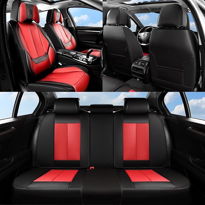 Coverado Car Seat Covers, Seat Covers for Cars, Waterproof Leather Auto Seat Protectors, Leather Car Seat Cushion, Car Interiors Accessories Universal Fit for Most Cars