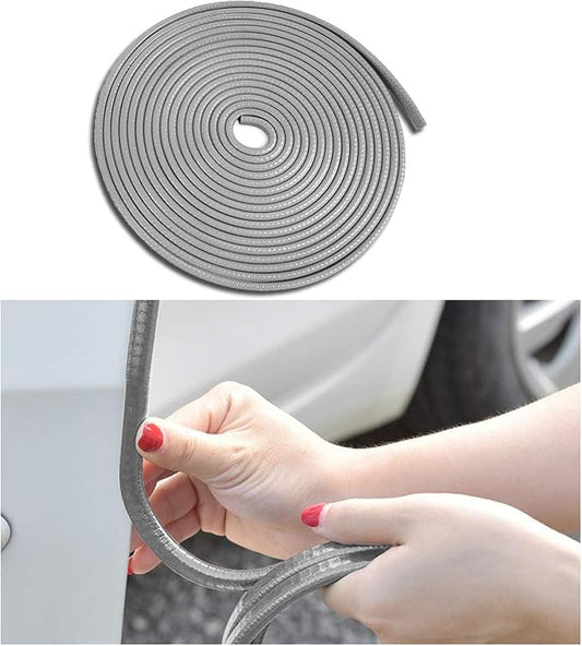 Car Door Edge Guards, 16Ft Rubber Seal Car Door Edge Trim, U Shape Door Edge Protector Guard, Aluminum Weather Proofing Automotive Door Edge Molding Protection for Most Car (Gray)