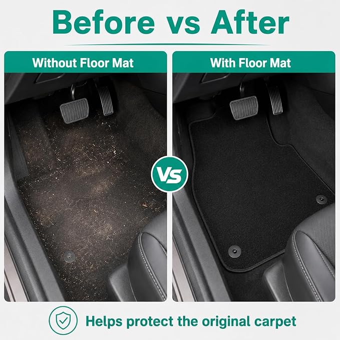 GXARTS Car Waterproof Floor Mats Carpet Full Set Compatible with Ford Ranger 2024 2025 | All-Weather Protect, Black Velour Automobile Floor Liner Accessories