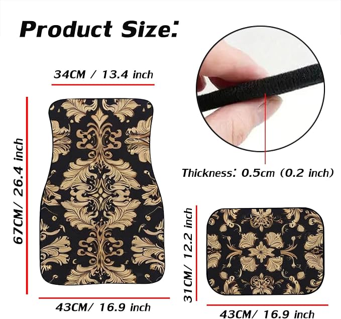 Car Floor Mats Non-Slip Automotive Floor Mats All-Weather Front Rear Car Floor Foot Mat Sets of 4 Pieces Foot Mats Rugs Carpet for Car Trucks SUV Sedans (TengWan 04)