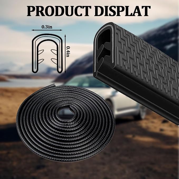 Car Door Edge Guards, 16.4FT U-Shaped Fade-Resistant Vehicle Edge Trim Seal Guard, No-Glue Design Automotive Door Entry Protector Strip, Universal Fit (Black)