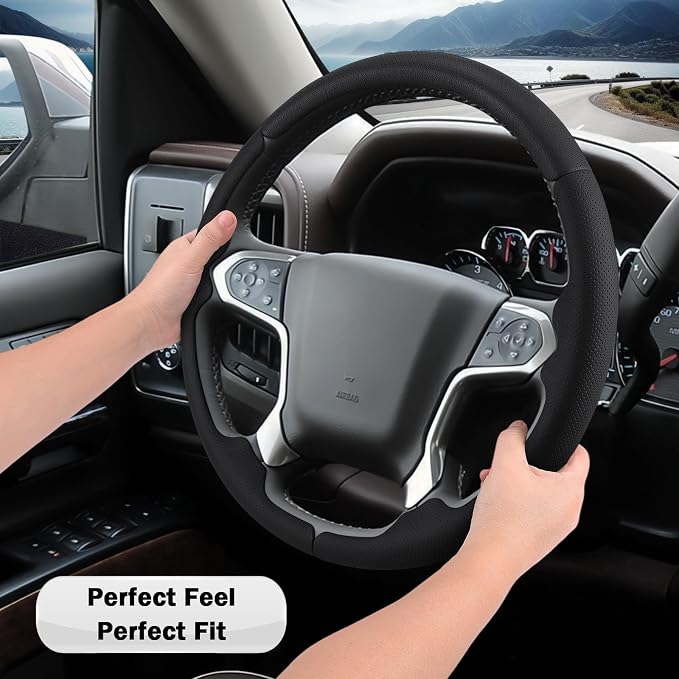 Steering Wheel Cover for Chevy Silverado 1500 2014-2018/2500 2500HD 3500 3500HD 2015-2019/ 4500HD 5500HD 6500HD 2019-2024/ Suburban Tahoe 2015-2020/ Traverse 2018-2023 Chevrolet