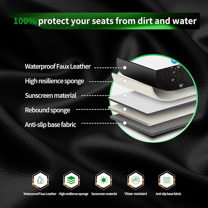 Fit Murano Car Seat Covers Compatible with Nissan Murano 2007-2024 2025 2026.Full Coverage Waterproof Leather,Compatible with Airbag,All - Weather Seat Cushion Protector(2 Front,Red)