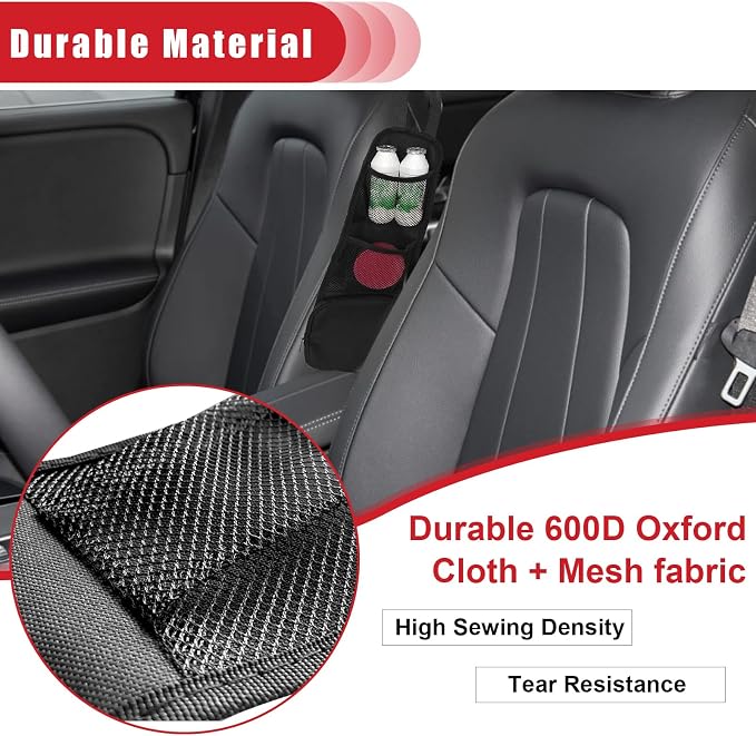 QUICTO 2PCS Car Seat Storage Hanging Bag, Multi-Pocket Seat Side Organizer, Multifunctional Mesh Net Pocket, Can Hold Mobile Phone, Wallet, Glasses, Suitable for Cars, SUVs, Trucks