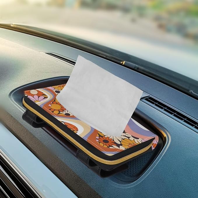 Blossom Flower Car Tissue Box for Sun Visor Back Seat PU Leather Backseat Tissue Holder Car Visor Accessories Car Essentials