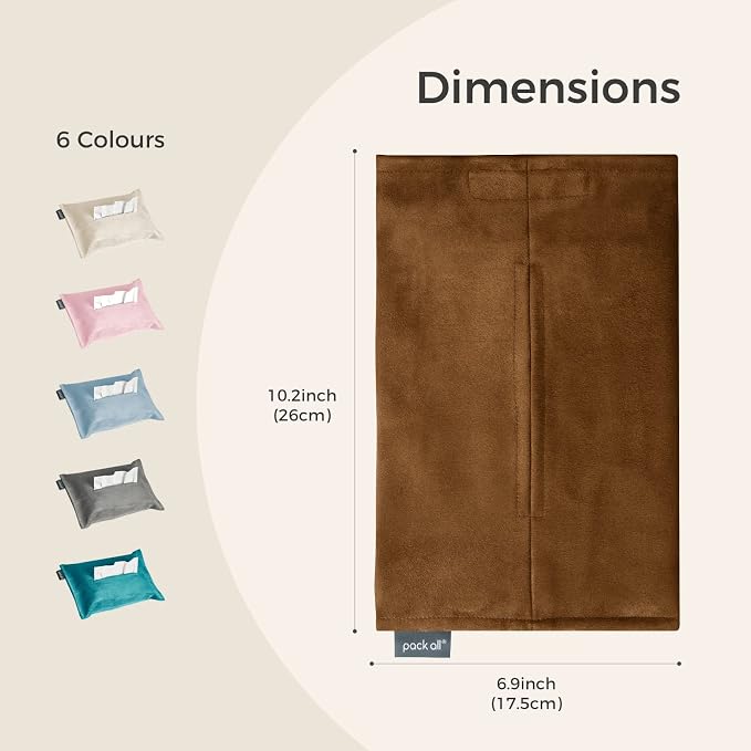 pack all Car Tissue Holder, Premium Microsuede Sun Visor Napkin Dispenser, Wipes Case for Backseat, Vehicle Accessories (Mocha Brown)
