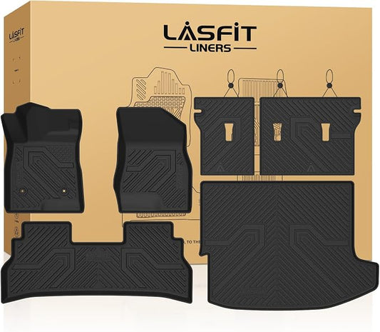 LASFIT Floor Mats & Cargo Liner with Backrest Mat for Chevy Trax 2024 2025 2026, All Weather TPE Custom Fit Floor Mats for Cars, Car Floor Mats Full Set for Chevrolet Trax Accessories, Black (6PCS)