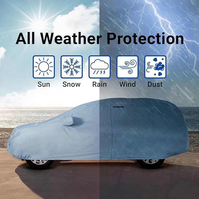 iCarCover 30-Layer Premium SUV Car Cover Waterproof All Weather | Rain Snow UV Sun Protection Full Car Covers | TX350, Escalade, Armada, Sequoia, Tahoe, Navigator, Benz GLS, Size S54 (See Size Chart)