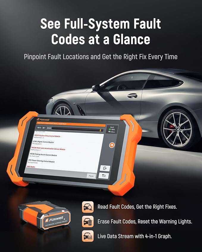FOXWELL NT919BT All System Diagnostic Tool - Automotive Bidirectional Scan Tool, 3000+ Active Tests, 34 Maintenances, ECU Coding, CAN FD & DoIP, Lifetime Free Update, Car OBD2 Scanner for 140+ Brands