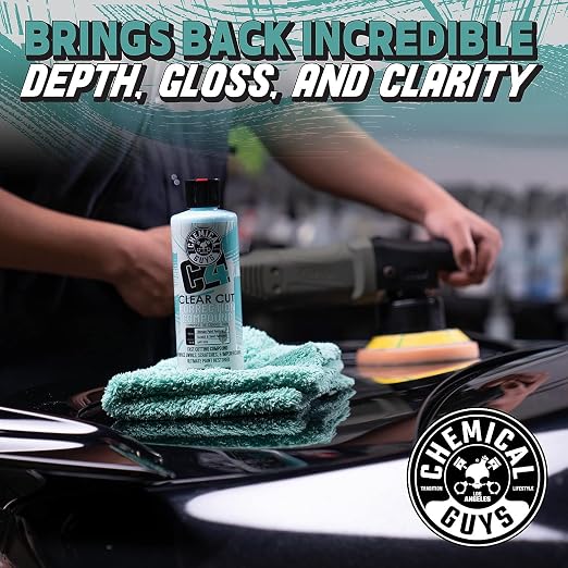 Chemical Guys, C4 Clear Cut Correction Compound for Paint Defects, 16 oz | Pro compound cuts swirls, holograms and scratches from clear coat, leaving a smooth, glossy, correction-ready finish