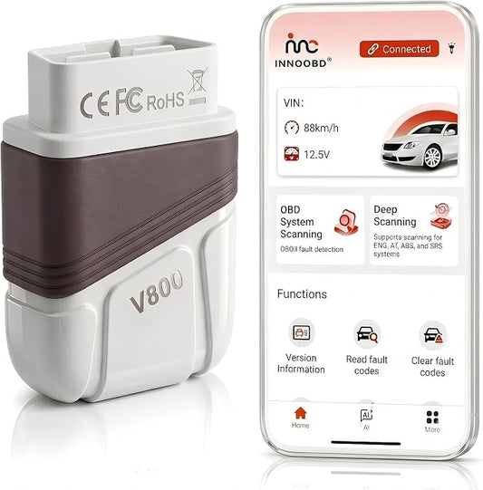 Bluetooth OBD2 Scanner, 4 System Car Diagnostic Tool with AI Fault Code Analysis, Engine ABS SRS Transmission Code Reader, Live Data Stream, VIN Auto Recognition, Full OBDII Functions with Free App