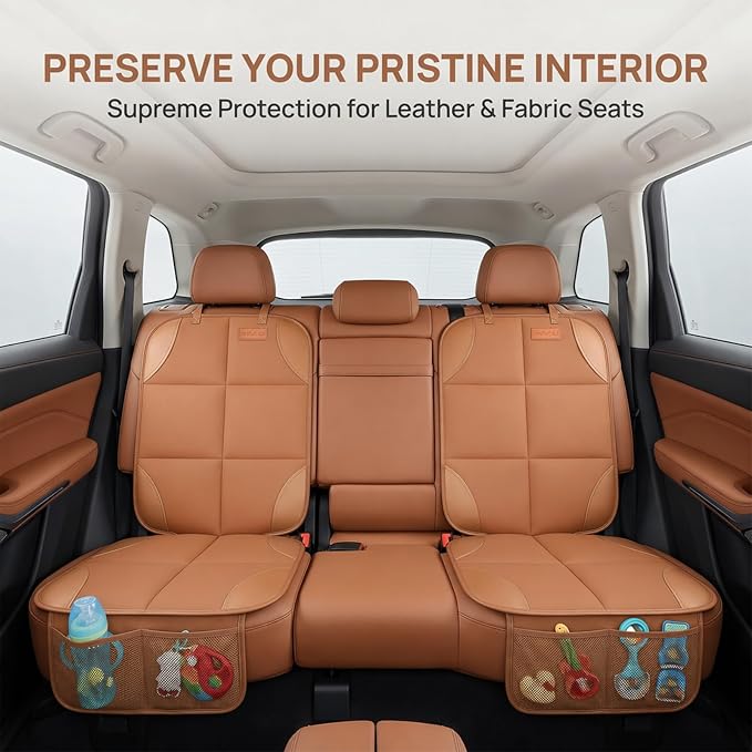 SMART ELF Car Seat Protector 2-Pack, Thick Padding Cushion with Non-Slip Backing (Dark Brown)