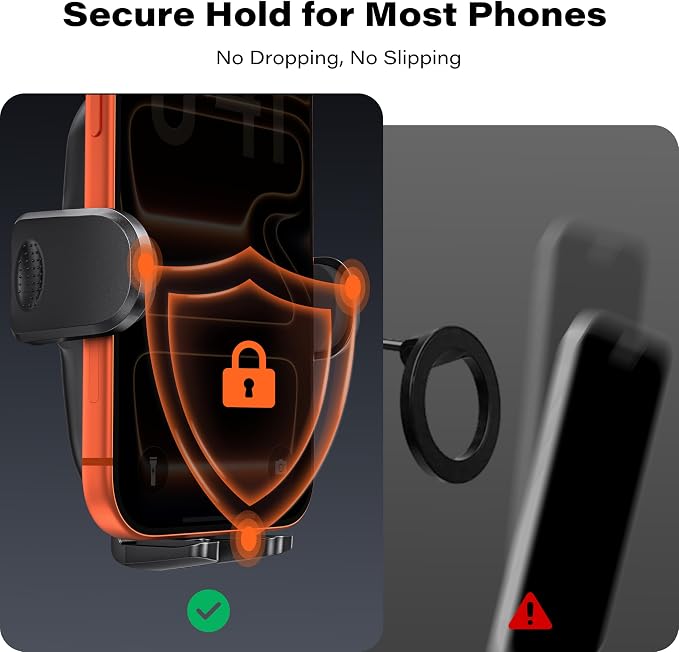 APPS2Car Car Phone Mount for Dashboard & Windshield, Strong Suction Cup Cell Phone Holder with One-Touch Release, 360°Rotation & Dual-Axis Arm, Hands-Free Car Phone Holder for iPhone, Samsung & More
