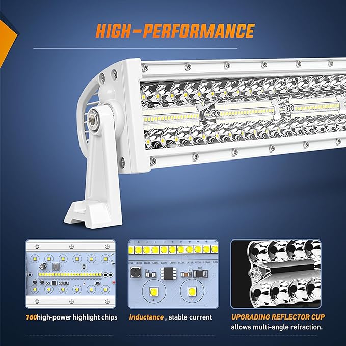 Nilight Marine LED Light Bar Navigation Lights 22 Inch White Spot Flood Combo Ponton Boat Deck Dock Lighting for Night Fishing T-top Stern Yacht Port Sailboat Trucks Tractors