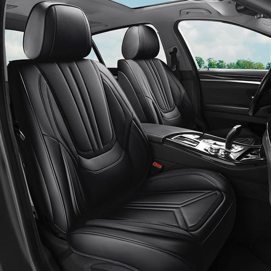 Car Seat Covers Front Seats Black, Premium Leather Car Seat Covers, Waterproof and Breathable Seat Covers, Universal Car Seat Protector Fit for Cars, Trucks, SUVs, Pick-ups