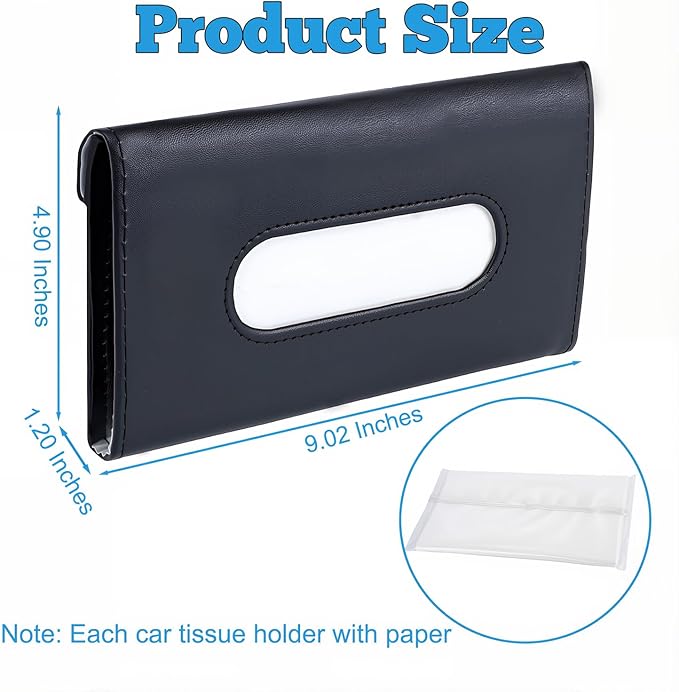 Car Tissue Holder, Car Sun Visor Napkin Box, Premium PU Leather, Auto Napkin Case, Mask Holder for Vehicle, with Tissue Refill, Interior Accessories, Beige