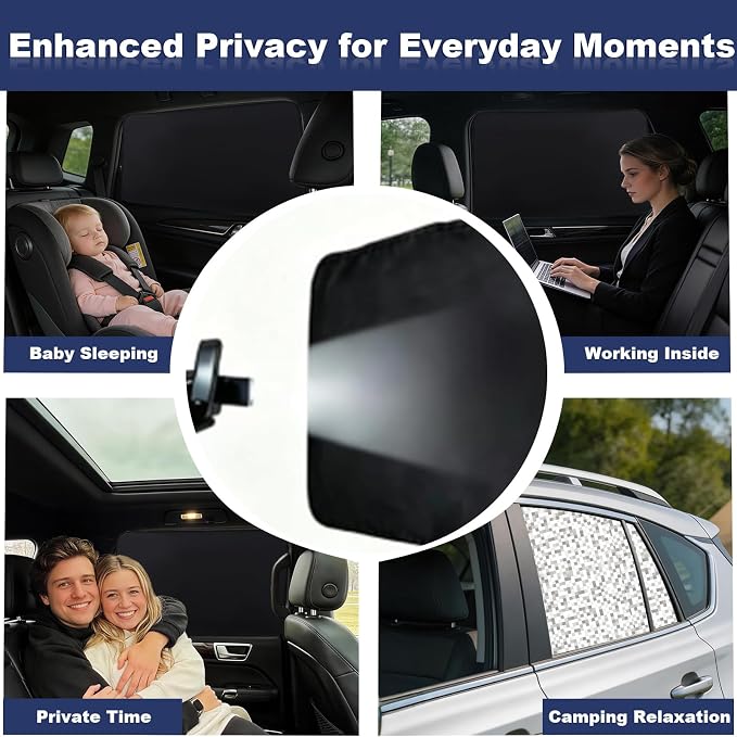 XCBYT Car Side Window Shades, 100% Blackout Car Privacy Covers 2 Pack | Silver side reflects UV & sun protection for passengers, Magnetic fits metal frames, Ideal for kids and pets cool