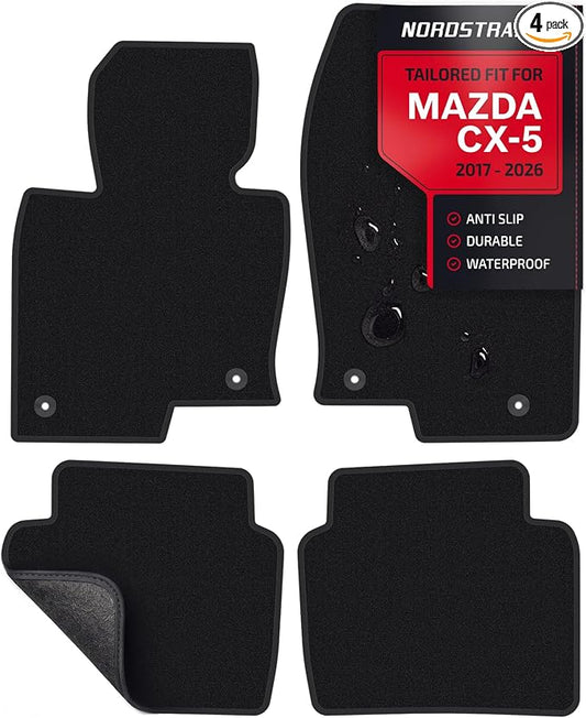Floor Mats for Mazda CX-5 2017-2026 - Tailored 3D Fit - Front & Rear Set of 4 - Anti-Slip Backing - 30oz Carpet Mat Heavy Duty - All Weather Car Liner Floormats