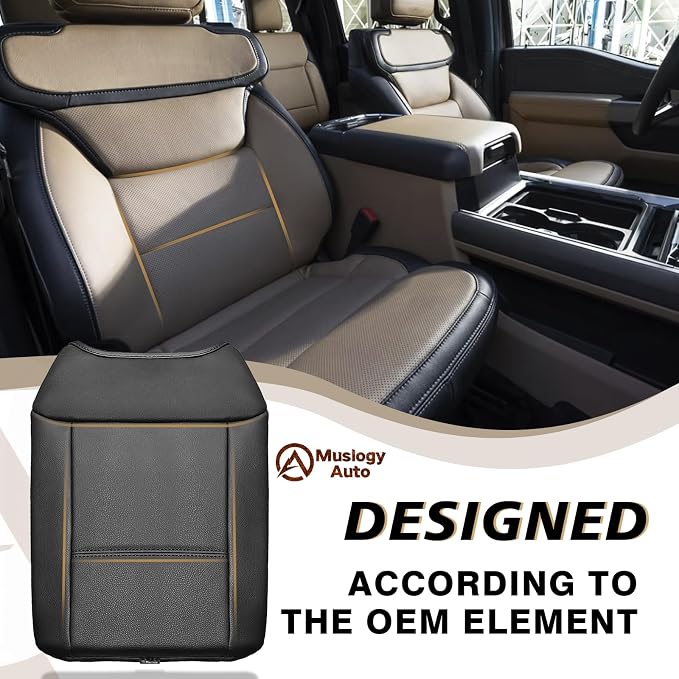 Muslogy Center Console Armrest Cover Fit for Ford F250 F350 F450 2023-2025 2026 Super Duty Accessories, Comfort Armrest Pad Console Lid Cushion Vegan Leather 1-Inch Extra Thick(BucketSeat ONLY)