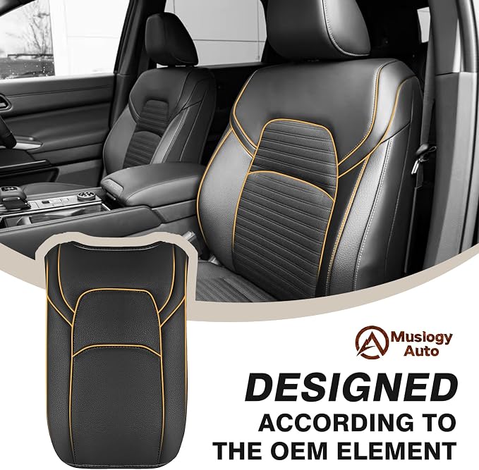 Muslogy Center Console Armrest Cover Fit for Nissan Pathfinder 2022-2025 2026 Accessories, Comfort Armrest Pad Console Lid Cushion Vegan Leather Regular Thick