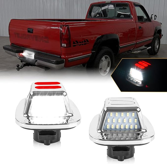 POPMOTORZ LED License Plate Lights Rear Tag Lamps Red OLED Neon Tube Pure Compatible with 1988-2000 Chevy GMC C/K Series 1500 2500 3500 Suburban S10 Blazer Tahoe Yukon Sonoma GMC Sierra LED Tag Lights