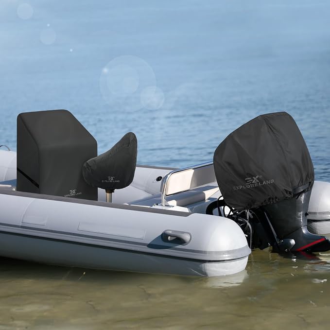 Explore Land Waterproof Boat Center Console Cover Fade Resistant 600D Marine Grade Fabirc Size up to 40" W x 30" D x 44" H, Black