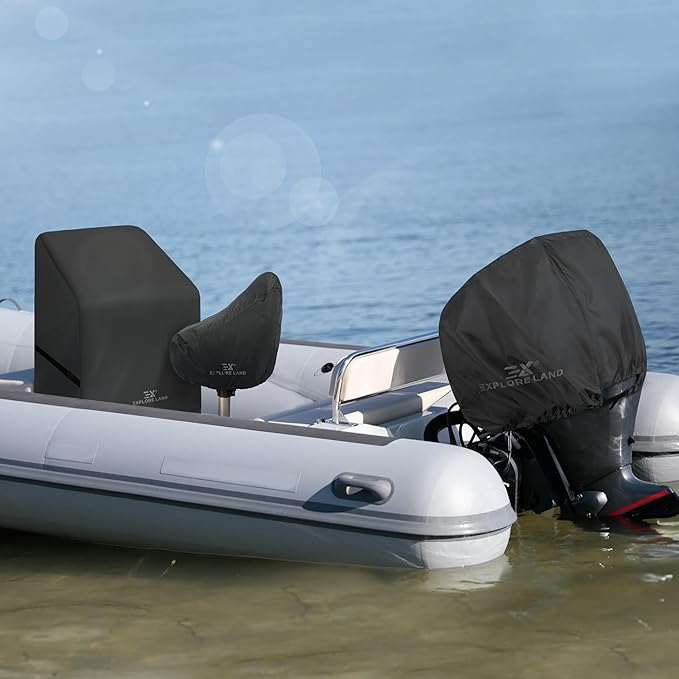 Explore Land Waterproof Boat Center Console Cover Fade Resistant 600D Marine Grade Fabirc Size up to 36" W x 24" D x 42" H, Black
