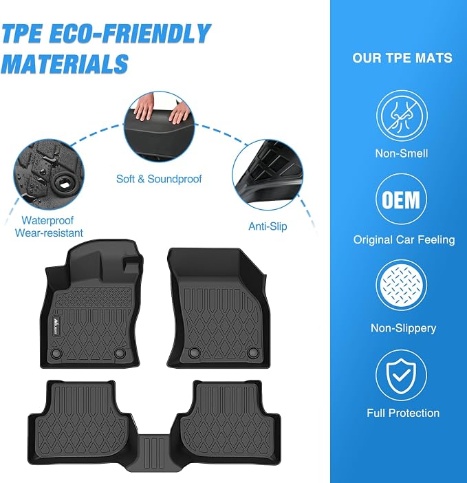 Nilight TPE Floor Mats for Volkswagen VW Golf GTI Golf R 2022 2023 2024 2025, All Weather Custom Fit Heavy Duty Floor Liners