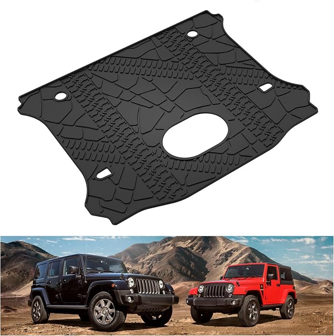 Kiwi Master Cargo Mat for 2015-2018 Jeep Wrangler JK with Center subwoofer | OEM Replacement 82214404, Custom Fit All Weather Rear Cargo Liner, Heavy Duty TPE Tray Trunk Mat, Black