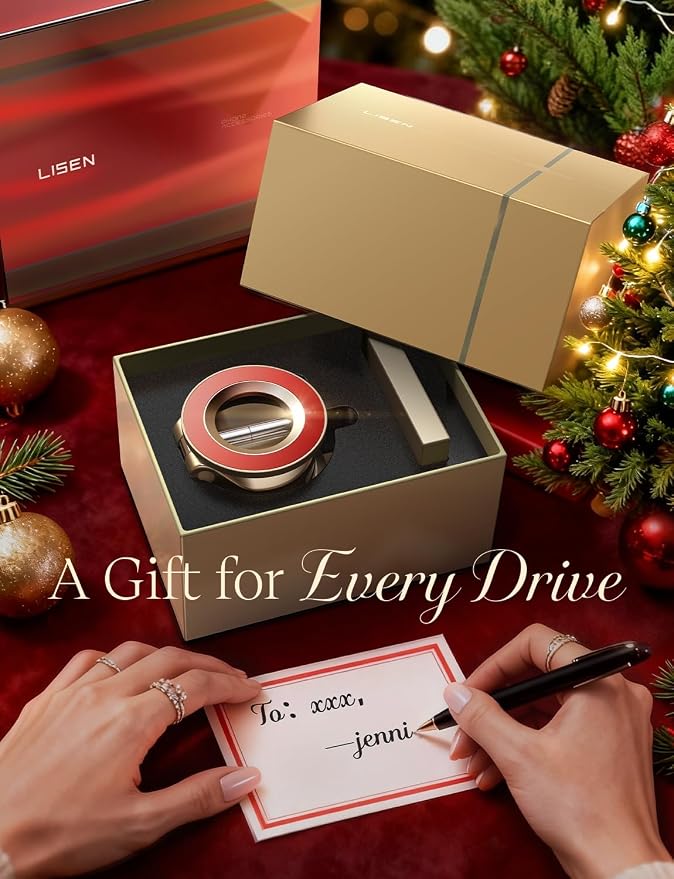 LISEN for Magsafe Car Mount, Cell Phone Holders for Your Car, Magnetic Car Accessories for Women Men Truck Jeep BMW, Vacuum Gifts Kits for iPhone 17 Pro Max 16 15 14 13 12, Samsung S26, Gold Red
