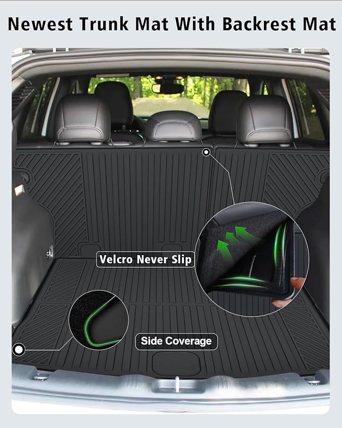 Floor Mats Custom Fit for Jeep Compass 2017-2025 2026 Trunk Mat with Backrest Mat All Weather TPE Rubber Cargo Liner Anti-Slip Full Set for Compass Accessories (Trunk Mat+Backrest Mats+Floor Mats) | All Weather TPE Rubber Floor Liners, Cargo Liner, Bac...