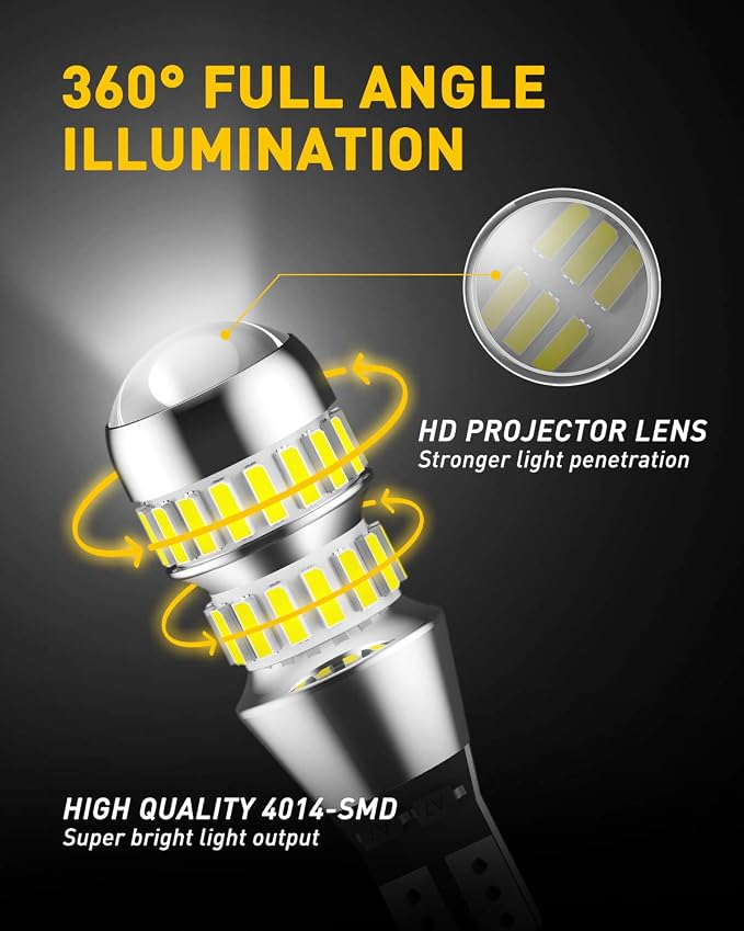 AUXITO 912 921 LED Bulb Reverse Light Bulbs, 600% Ultra Bright White, Non-polarity 906 W16W T15 921 LED Bulb Direct Back Up Parking Light Replacement Lamp, Pack of 2
