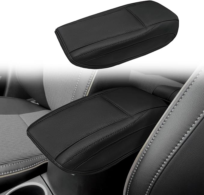 Muslogy Center Console Armrest Cover Fit for Toyota Corolla 2014-2019 Accessories, Comfort Armrest Pad Console Lid Cushion Vegan Leather Regular Thick