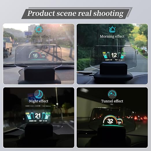 C1 Dual-Mode HUD Head-Up Display for Cars: GPS Speedometer & OBD2 Gauge with Real-Time RPM, Temp, Speed Alerts – Universal Windshield Projector for SUV, Truck, Sedan (Fits 2009+ Vehicles)