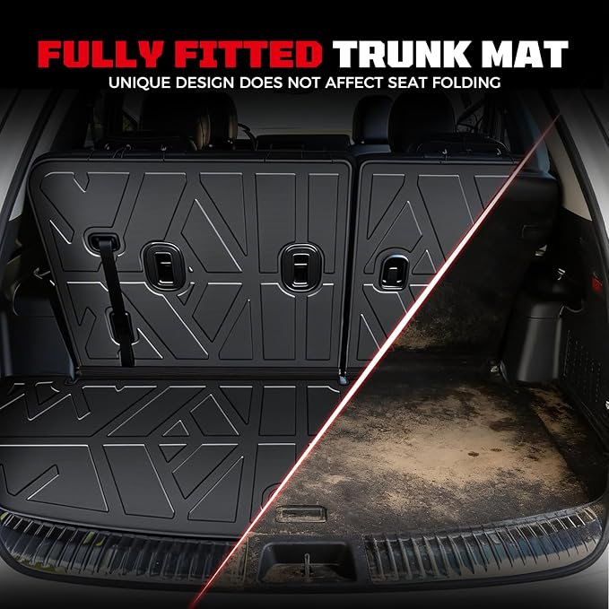 TPE Floor Mats Set for Kia Telluride 2025 2024 2023 2022 2021 2020, All Weather TPE Custom Fit Floor Liners & Cargo Liner & Backrest Mats (Fit 7/8 Seats)