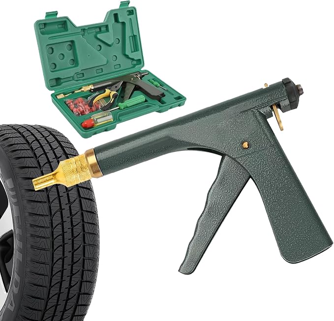 Tire Gun Plug Repair Kit Tire Gun Repair Kit Tire Plug Kit Heavy Duty Professional Car Tire Repair Kit with Plugs Tire Patch Kit Tire Puncture Repair Kit Tire Plug Repair Kit (Green)