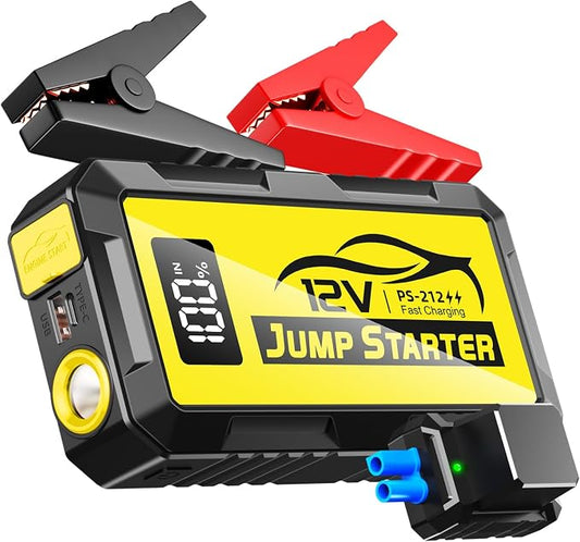 8000A Car Jump Starter, 12V Jump Starter Battery Pack (All Gas,up to 10.0L Diesel Engine) Jumper Cables Portable Lithium Jump Box, USB Output and LED Light