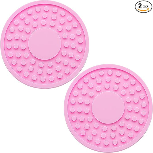 2 Pack Anti-Slip Car Cup Holder Mat – 2.75 Inch Silicone Drink Coaster, Secure Fit for Cars & Trucks – Cute Interior Decor for Women & Girls (Pink)