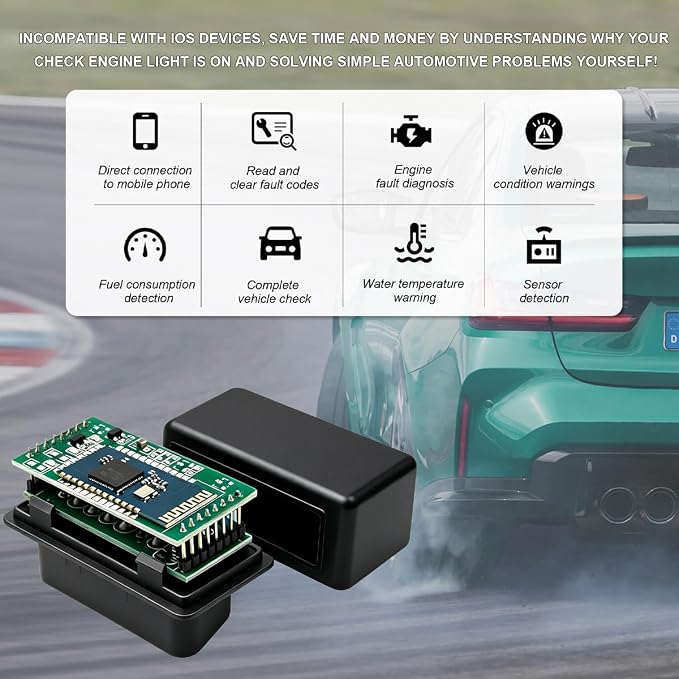 ELM327 OBDII Car Auto Diagnostic Scanner, Professional Mini Bluetooth Scan Tool Engine Fault Code Reader, Wireless Failure Detector Interface Adapter for Most OBD II Vehicles (Black)