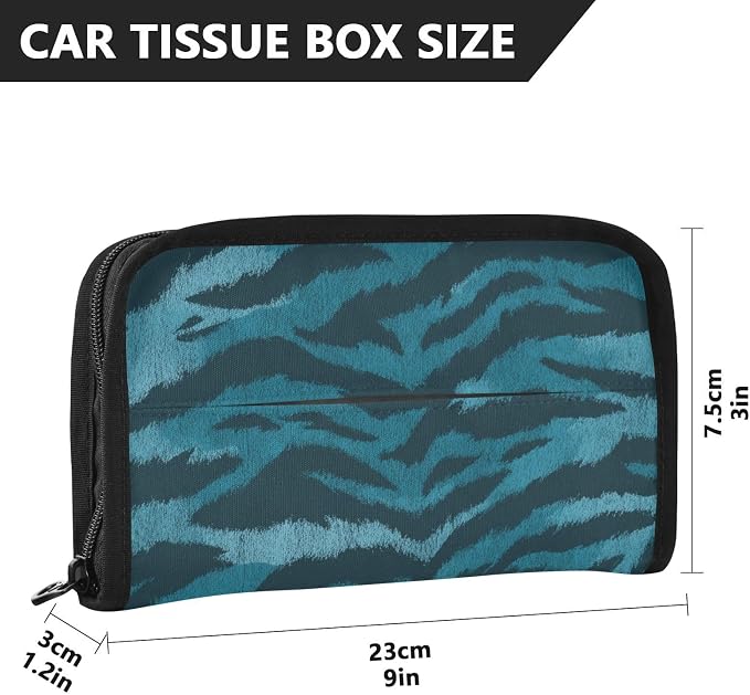 Blue and Black Tigers Skin Car Tissue Holder Durable Napkin Holder Hanging Tissue Holders Case Car Tissues Bag for Sun Visor Seat Back Universal Auto