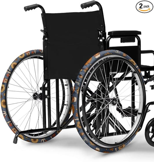 Wheelchair Wheel Covers Thanksgiving Day Pumpkin Mushroom | Fall Decor, Fits 24 Inch Wheelchair Wheels, Universal Fit for Wheelchairs, Easy to Wash