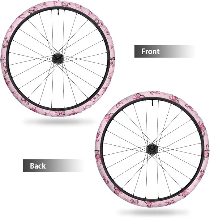 24 Inch Wheelchair Wheel Covers Breast Cancer Awareness | Butterfly Pink Ribbon, 2 Pack Wheelchair Tyre Covers for Indoor Use at Home, Hospitals and Care Facilities