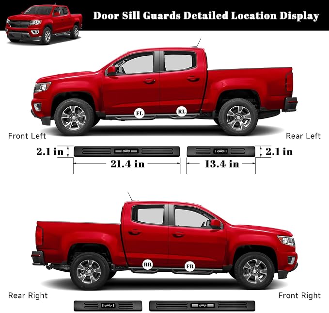 4PCS Car Door Edge Guards Door Sill Protector for Chevy Colorado & GMC Canyon 2015-2022 Accessories ABS Plastic Material Matte Black Car Door Threshold Protection