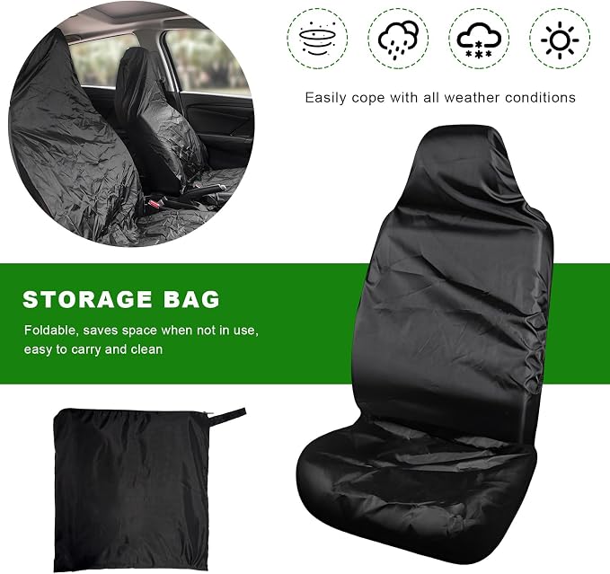 2 PCS Car Seat Cover Protector, Waterproof Covers Scratch-Proof Protector for Front Seats, Machine Washable Front Bucket Seat Protective Accessories for Post Gym Workout
