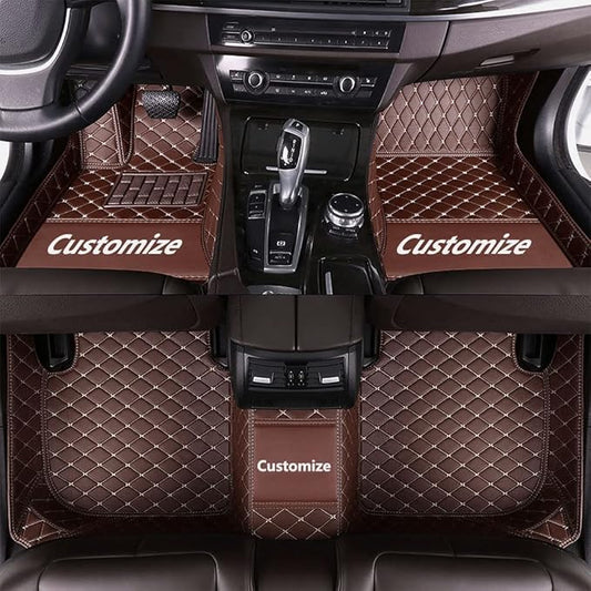 Custom Fit Car Floor Mats - Full Coverage Automotive Leather Floor Liners for Most Vehicles by MingyunSM (Coffee)