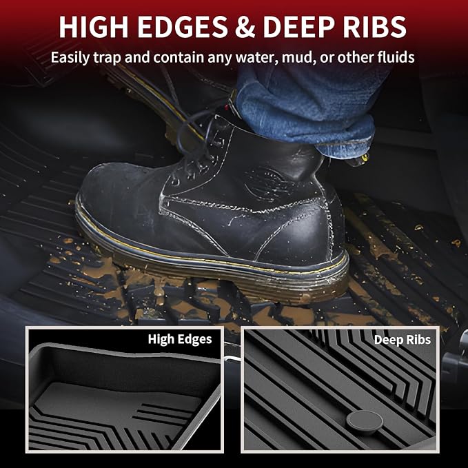 LASFIT Floor Mats for Toyota RAV4 2019-2025 Gas(Not Fit Hybrid/Prime) All Weather TPE Custom Fit Floor Liners for RAV 4 LE/XLE/Limited/Adventure/XLE Premium/TRD Off-Road Front&Rear 2 Row Car Mats